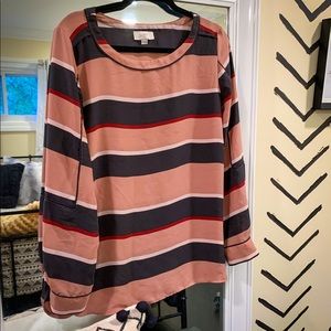 Dusty rose striped blouse